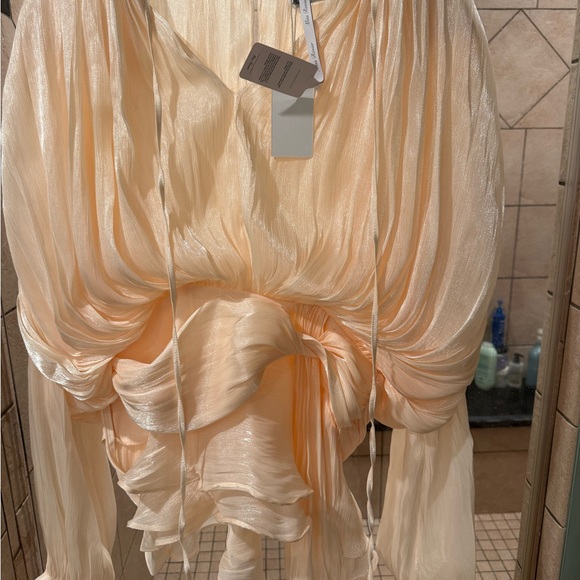 Cream Ruched Smocked Mini Sundress- New - XL - Picture 11 of 11